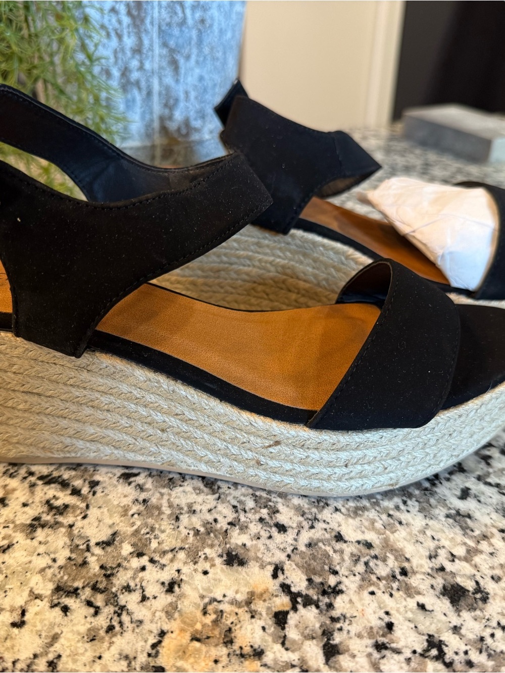 Cityclassified Black Espadrille Wedge Sandals NEW